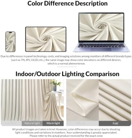Beige Backdrop Curtain for Wedding Parties Wrinkle Free Ivory Photo Curtains Backdrop Drapes Fabric Decoration, alternate