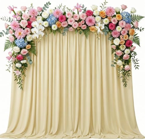 Beige Backdrop Curtains Drapes for Parties Wedding, 5x10FT 2 Panel in 5'(W) x 10'(H), 2 panels in Beige