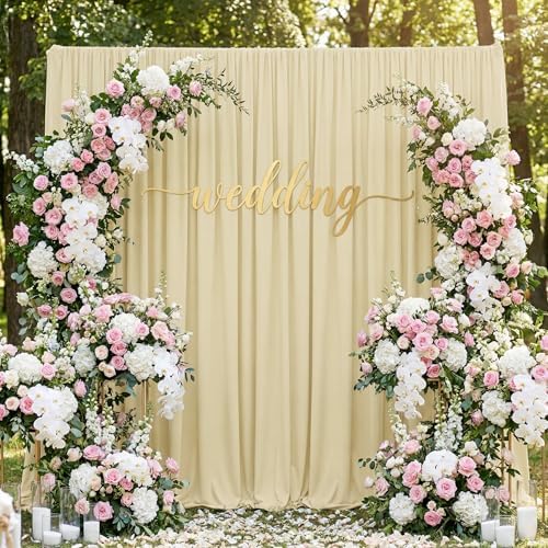 Beige Backdrop Curtains Drapes for Parties Wedding, 5x10FT 2 Panel in 5'(W) x 10'(H), 2 panels in Beige, alternate view 5