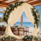 Beige Champagne Wedding Arch Draping Fabric Sheer Curtain Drapes | 31" x 20 ft Extra Long Shimmery Backdrop, alternate view 4