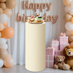 Beige Cylinder Pedestal Stand Cover 1 Pcs