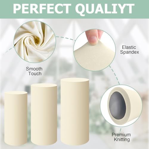 Beige Cylinder Pedestal Stand Cover 1 Pcs, alternate view 3