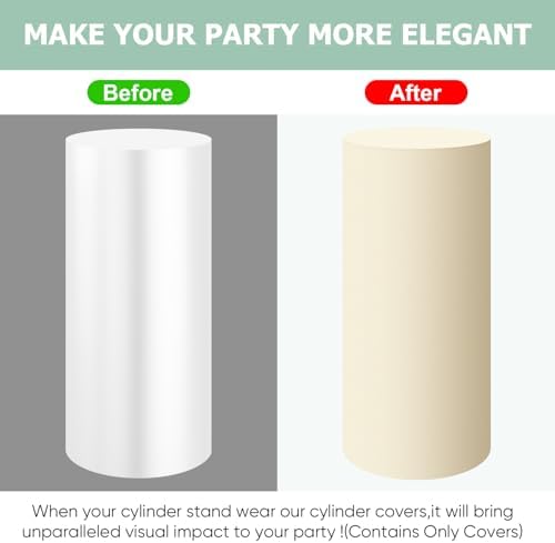 Beige Cylinder Pedestal Stand Cover 1 Pcs, alternate view 4