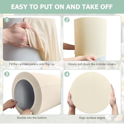 Beige Cylinder Pedestal Stand Cover 1 Pcs, alternate view 5