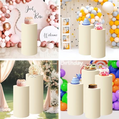 Beige Cylinder Pedestal Stand Cover 1 Pcs, alternate view 7