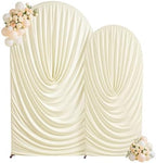 Beige Draped Arch Backdrop Covers 7.2 and 6 FT, Cream Draped Arch Cover Stretchy Backdrop Set of 2 for Birthday
