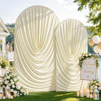 Beige Draped Arch Backdrop Covers 7.2 and 6 FT, Cream Draped Arch Cover Stretchy Backdrop Set of 2 for Birthday, alternate
