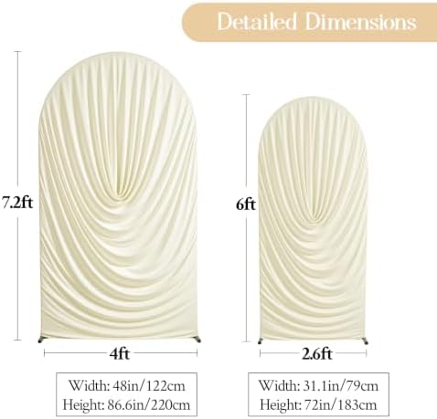 Beige Draped Arch Backdrop Covers 7.2 and 6 FT, Cream Draped Arch Cover Stretchy Backdrop Set of 2 for Birthday, alternate