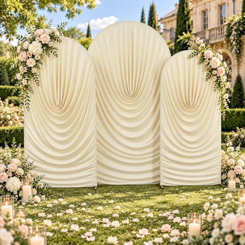 Beige Draped Arch Cover, 6FT, 6.6FT & 7.2FT Ruched Ripple Arch Covers