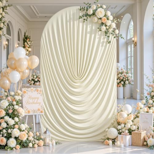 Beige Draped Arch Cover, 6FT Elegant Wedding Arch Backdrop Cover in 6FT in Beige