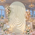 Beige Draped Arch Cover, 6FT Elegant Wedding Arch Backdrop Cover in 6FT in Beige, alternate view 3