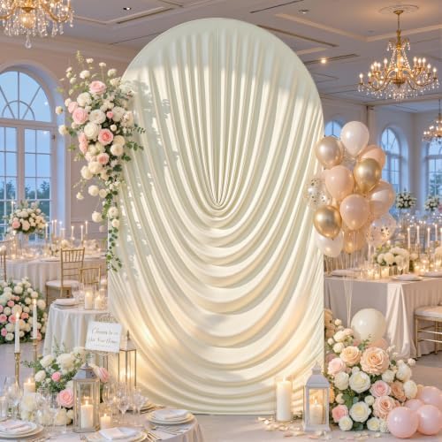 Beige Draped Arch Cover, 6FT Elegant Wedding Arch Backdrop Cover in 6FT in Beige, alternate view 3