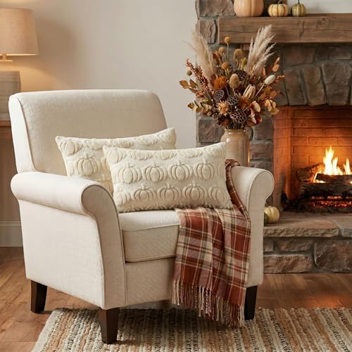 Beige Fall Pumpkin Throw Pillow Covers 12x20 Inch in 12x20 Inch, alternate view 4