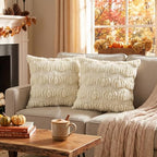 Beige Fall Pumpkin Throw Pillow Covers 18x18 Inch in 18x18 Inch, alternate view 2