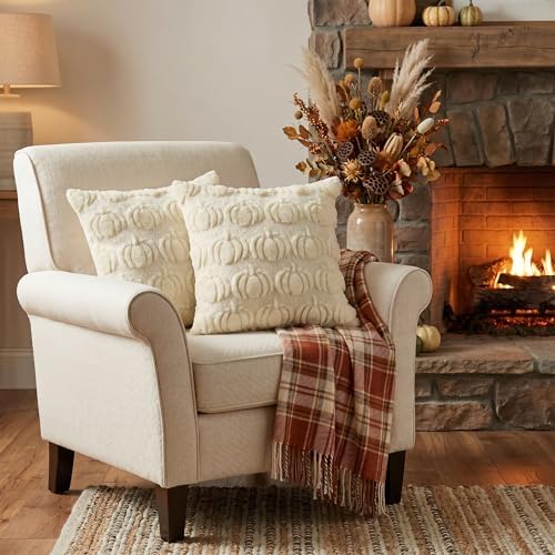 Beige Fall Pumpkin Throw Pillow Covers 20x20 Inch in 20x20 Inch, alternate view 4