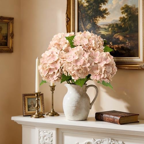 Beige Neutral Real Touch Hydrangea Artificial Flowers, Latex in Beige, alternate view 6
