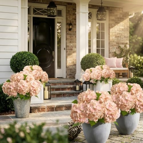 Beige Neutral Real Touch Hydrangea Artificial Flowers, Latex in Beige, alternate view 7