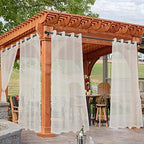 Beige Outdoor Sheer Curtains for Patio Waterproof 4 Pcs 54x84 Inch in 54x84 Inch in Beige