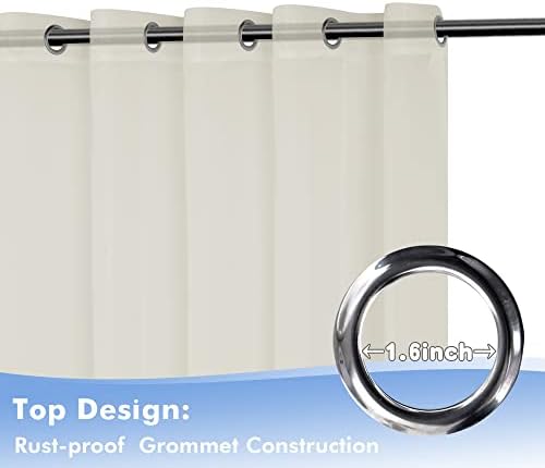Beige Outdoor Sheer Curtains for Patio Waterproof 4 Pcs 54x84 Inch in 54x84 Inch in Beige, alternate view 4