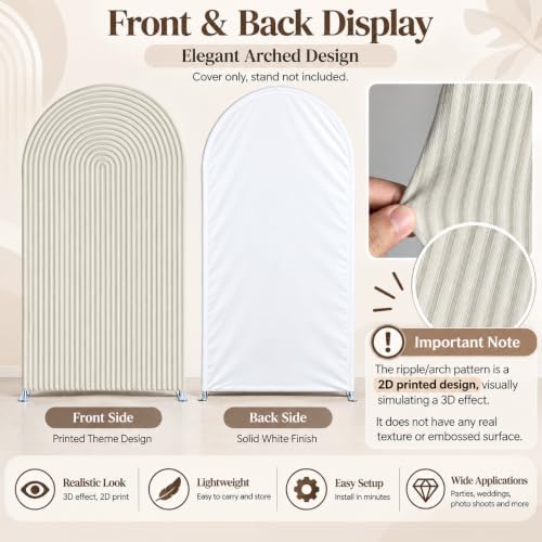 Beige Ripples Pattern Arch Backdrop Cover for Birthday Party Wedding Baby Shower Decorations Chiara Backdrops, alternate view