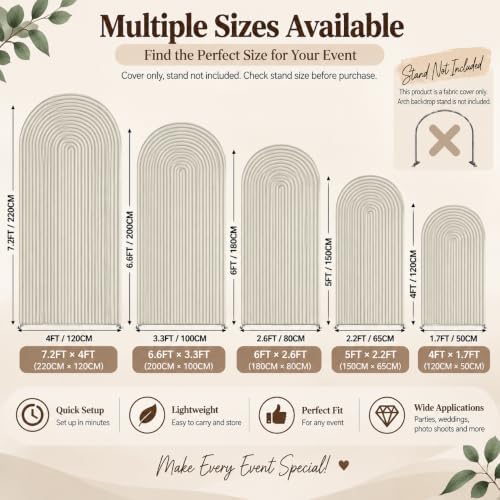 Beige Ripples Pattern Arch Backdrop Cover for Birthday Party Wedding Baby Shower Decorations Chiara Backdrops, alternate view