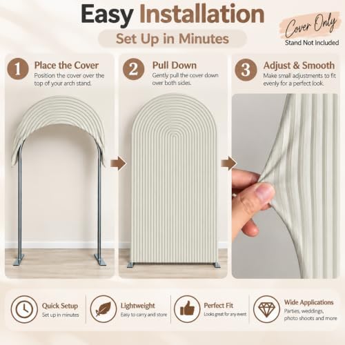 Beige Ripples Pattern Arch Backdrop Cover for Birthday Party Wedding Baby Shower Decorations Chiara Backdrops, alternate view