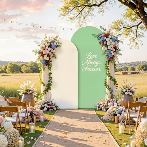 Beige Sage Green Arch Backdrop Cover 6.6FT Party Wedding Arch Covers Stretchy Backdrop Decorations Baby Shower, alternate