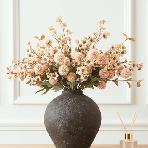 Beige Silk Flower Arrangements Decor, Large Floral Centerpieces For Tables in Beige Wax+kiku, alternate view 5