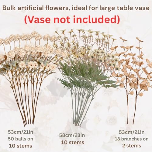 Beige Silk Flower Arrangements Decor, Large Floral Centerpieces For Tables in Beige Wax+kiku, alternate view 6