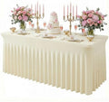 Beige Spandex Tablecloth for 6FT Rectangle Tables, Table Skirt