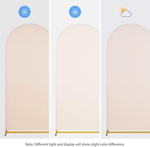 Beige Wedding Arch Backdrop Cover 6.6FT Spandex Fitted Photo Arch Covers in 3.3ftx6.6ft in Beige, alternate view 2
