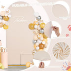 Beige Wedding Arch Backdrop Cover 6.6FT Spandex Fitted Photo Arch Covers in 3.3ftx6.6ft in Beige, alternate view 3