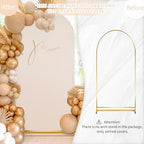 Beige Wedding Arch Backdrop Cover 6.6FT Spandex Fitted Photo Arch Covers in 3.3ftx6.6ft in Beige, alternate view 4