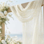Beige Wedding Arch Draping Fabric 1 Panel 28" x 20FT, Glitter Sheer Backdrop Drapes for Wedding Ceremony, alternate view 4
