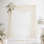 Beige Wedding Arch Draping Fabric 2 Panels 28" x 20 FT, Glitter Sheer Backdrop Drapes for Wedding Ceremony, alternate view 4