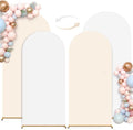 Beige White Arch Backdrop Cover Set of 2 (6FT/7.2FT) Arch Cover Spandex Birthday Party Arch Stand Covers for