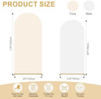 Beige White Arch Backdrop Cover Set of 2 (6FT/7.2FT) Arch Cover Spandex Birthday Party Arch Stand Covers for, alternate view