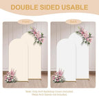 Beige White Arch Backdrop Cover Set of 2 (6FT/7.2FT) Arch Cover Spandex Birthday Party Arch Stand Covers for, alternate view