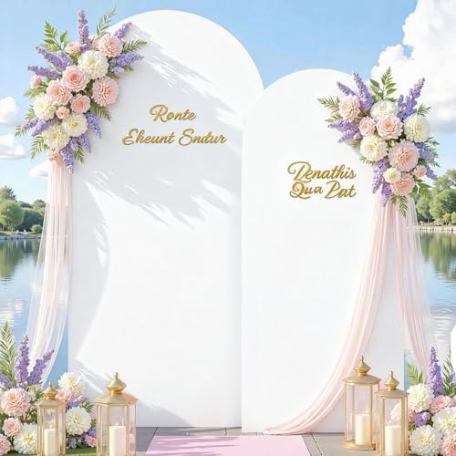Beige White Arch Backdrop Cover Set of 2 (6FT/7.2FT) Arch Cover Spandex Birthday Party Arch Stand Covers for, alternate view