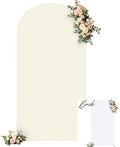 Beige & White Wedding Arch Cover, 6FT Arch Covers Stretchy Backdrop, Double Color Arch Backdrop Cover for Bridal