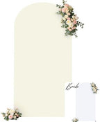 Beige & White Wedding Arch Cover, 6FT Arch Covers Stretchy Backdrop, Double Color Arch Backdrop Cover for Bridal