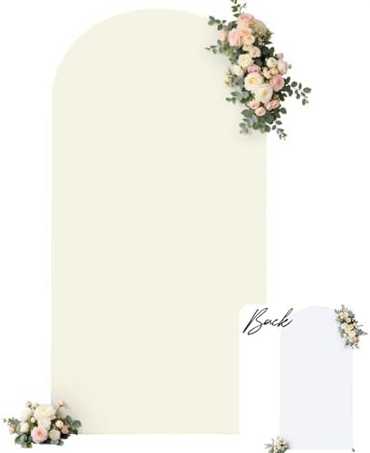 Beige & White Wedding Arch Cover, 6FT Arch Covers Stretchy Backdrop, Double Color Arch Backdrop Cover for Bridal