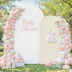 Beige & White Wedding Arch Cover, 6FT Arch Covers Stretchy Backdrop, Double Color Arch Backdrop Cover for Bridal, alternate