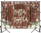 Better Together Backdrop for Bridal Shower Wedding Rustic Wooden White Flowers Engagement Party Decorations, alternate view 2