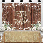 Better Together Backdrop for Bridal Shower Wedding Rustic Wooden White Flowers Engagement Party Decorations, alternate view 3
