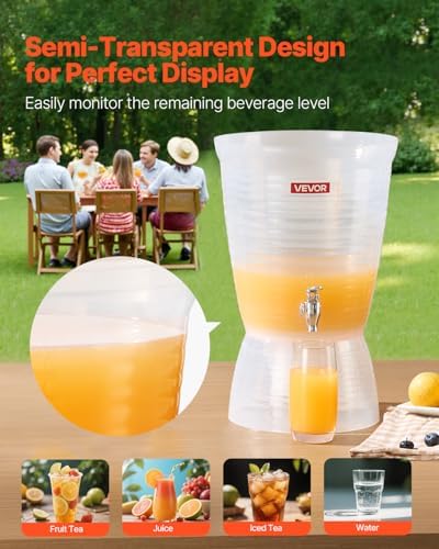 Beverage Dispenser, 2.64 Gallon Drink Dispenser for Parties, Plastic Juice Dispensers with Spigot Ice Chamber, alternate view