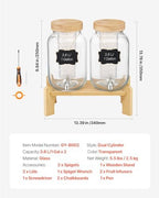 Beverage Dispenser, 2 Pack 1 Gallon Drink Dispensers for Parties, Glass Juice Dispenser with Wood Stand, alternate view 3