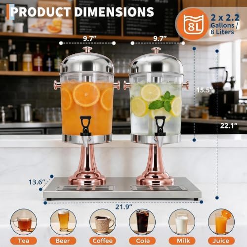 Beverage Dispenser, 4.4 Gallon with Ice Core Cold, Rose Gold, alternate view 4
