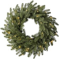 BH Balsam Fir Christmas Wreath - Premium True Needle Front Door Wreath with LED Clear Lights Available in 26"