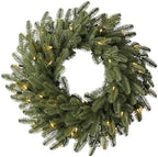 BH Balsam Fir Christmas Wreath - Premium True Needle Front Door Wreath with LED Clear Lights Available in 26"
